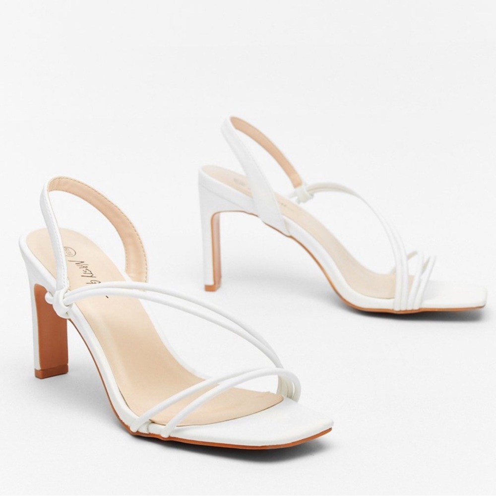White strappy heels